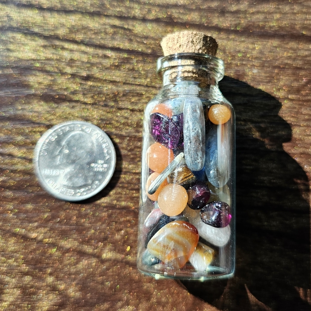 Crystal Chip Bottle Orange, Red, & Blue Gemstones - Picture 5 of 5